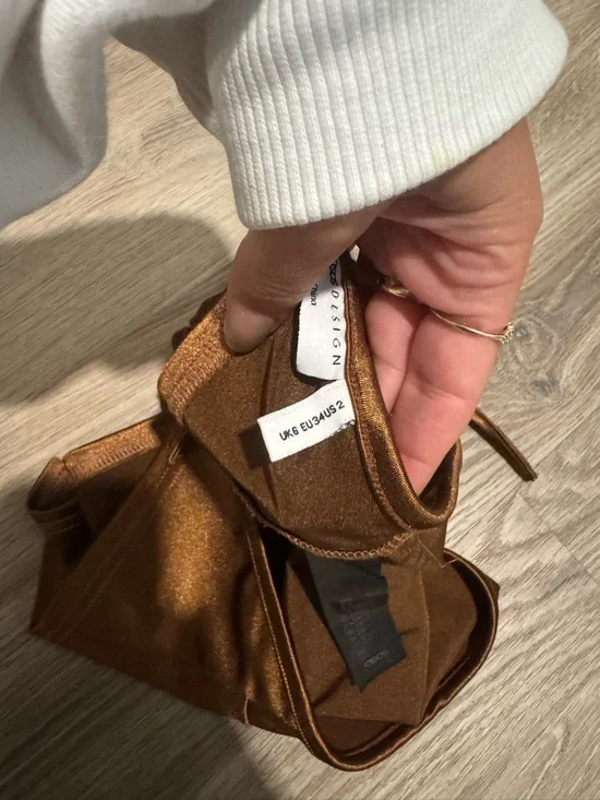 Satin Halter Crop Top in Shiny Brown - Picture 5 of 6